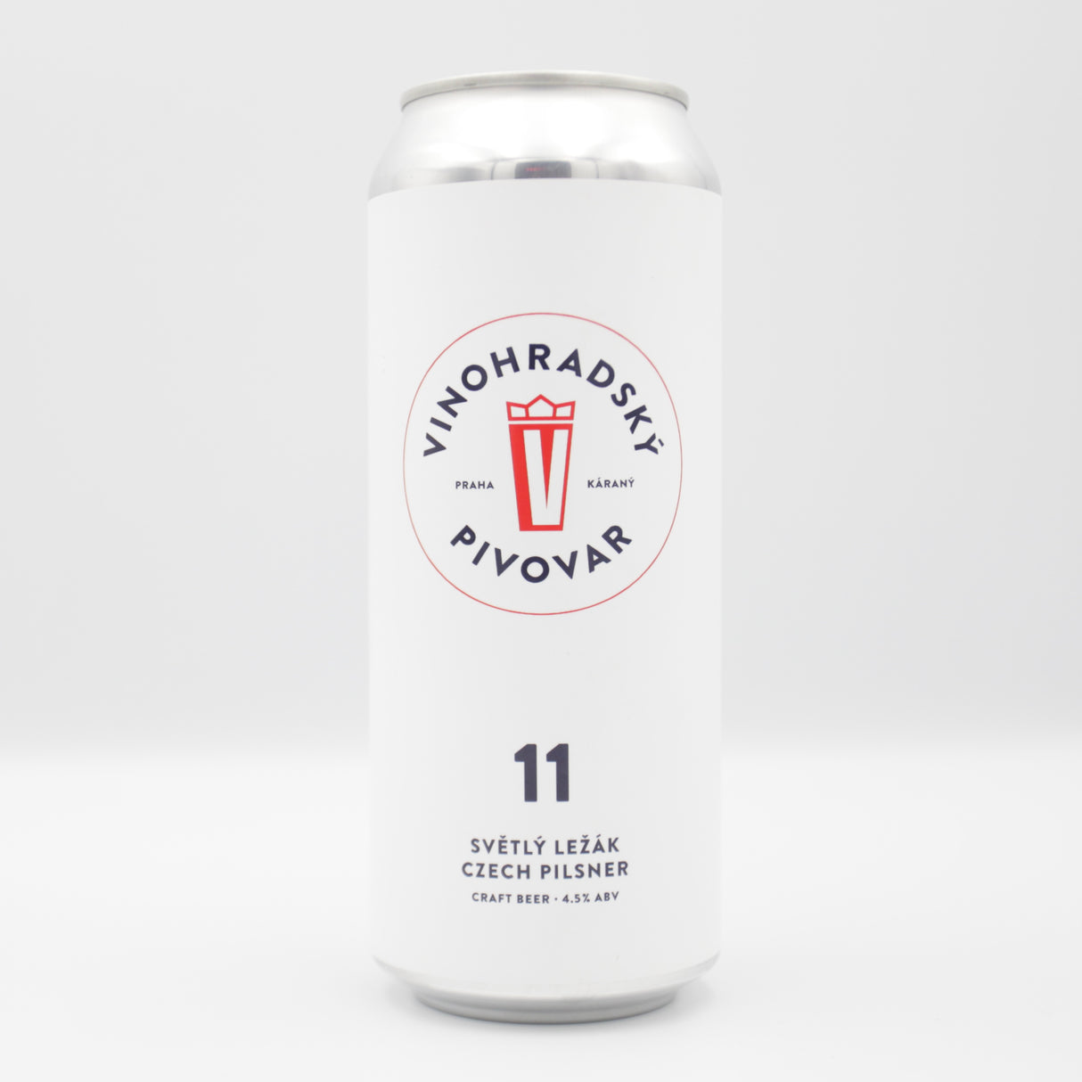 This is a can of Vinohradsky Pivovar - Vinohradská 11 - 4.5% (500ml). It is a Lager / Pilsner / Kölsch craft beer available to buy from Ghost Whale, voted London's best craft beer shop.