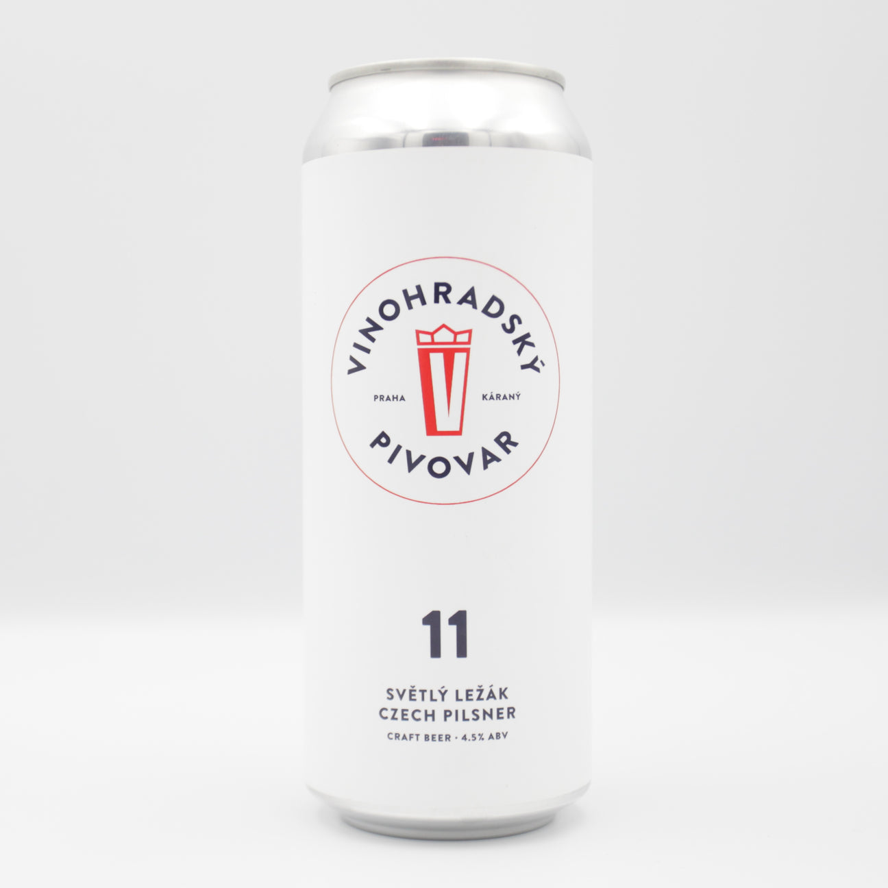 This is a can of Vinohradsky Pivovar - Vinohradská 11 - 4.5% (500ml). It is a Lager / Pilsner / Kölsch craft beer available to buy from Ghost Whale, voted London's best craft beer shop.