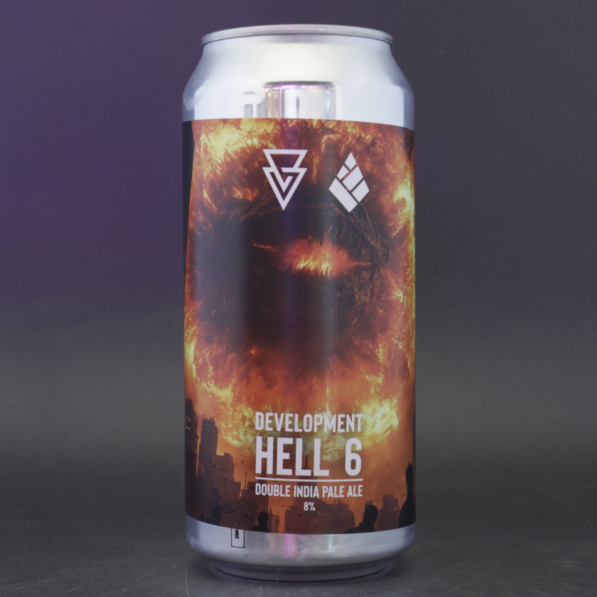 This is a can of Azvex / Drop Project - Development Hell 6 - 8% (440ml). It is a Double IPA craft beer available to buy from Ghost Whale, voted London's best craft beer shop.