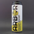 This is a can of Arbor - Pocket Rocket - 3.4% (568ml). It is a Pale Ale craft beer available to buy from Ghost Whale, voted London's best craft beer shop.