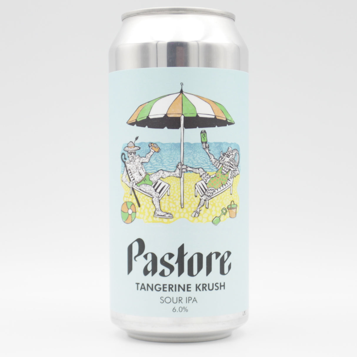 This is a can of Pastore - Tangerine Krush - 6% (440ml). It is a Sour craft beer available to buy from Ghost Whale, voted London's best craft beer shop.