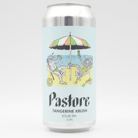 This is a can of Pastore - Tangerine Krush - 6% (440ml). It is a Sour craft beer available to buy from Ghost Whale, voted London's best craft beer shop.