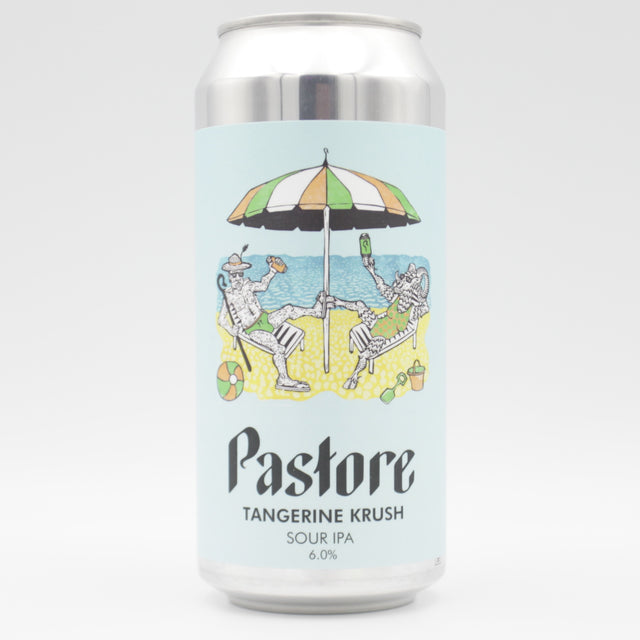 This is a can of Pastore - Tangerine Krush - 6% (440ml). It is a Sour craft beer available to buy from Ghost Whale, voted London's best craft beer shop.