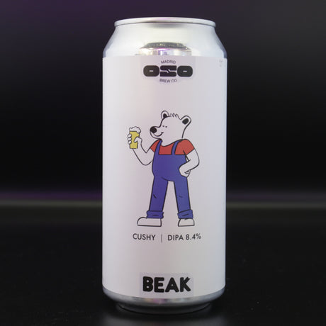 This is a can of OSO Brewing / Beak - Cushy - 8.4% (440ml). It is a Double IPA craft beer available to buy from Ghost Whale, voted London's best craft beer shop.