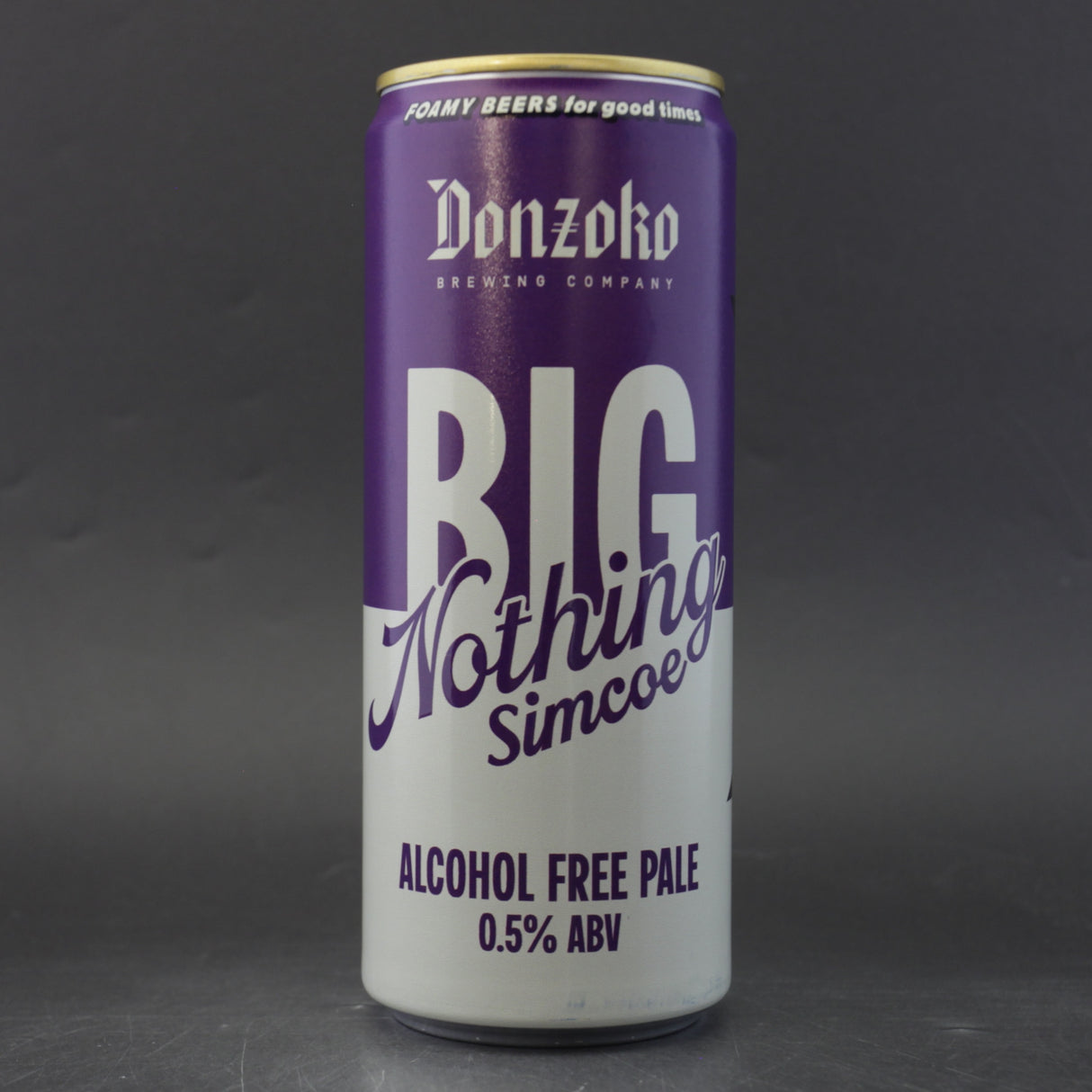 This is a can of Donzoko - Big Nothing Simcoe - 0.5% (330ml). It is a Pale Ale craft beer available to buy from Ghost Whale, voted London's best craft beer shop.