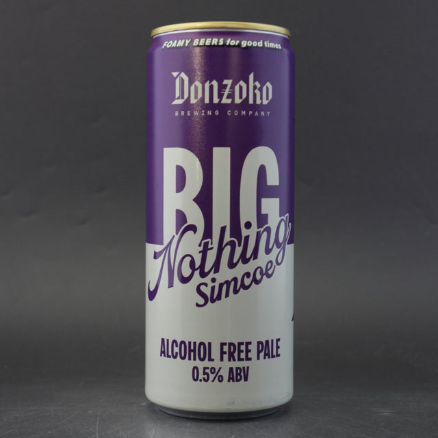 This is a can of Donzoko - Big Nothing Simcoe - 0.5% (330ml). It is a Pale Ale craft beer available to buy from Ghost Whale, voted London's best craft beer shop.