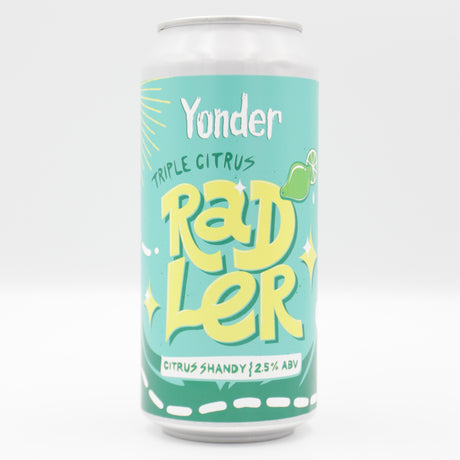 This is a can of Yonder - Citrus Radler - 2.5% (440ml). It is a Radler craft beer available to buy from Ghost Whale, voted London's best craft beer shop.