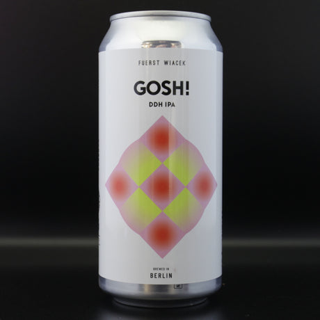 This is a can of Fuerst Wiacek / Left Handed Giant - Gosh! - 6.8% (440ml). It is a IPA craft beer available to buy from Ghost Whale, voted London's best craft beer shop.
