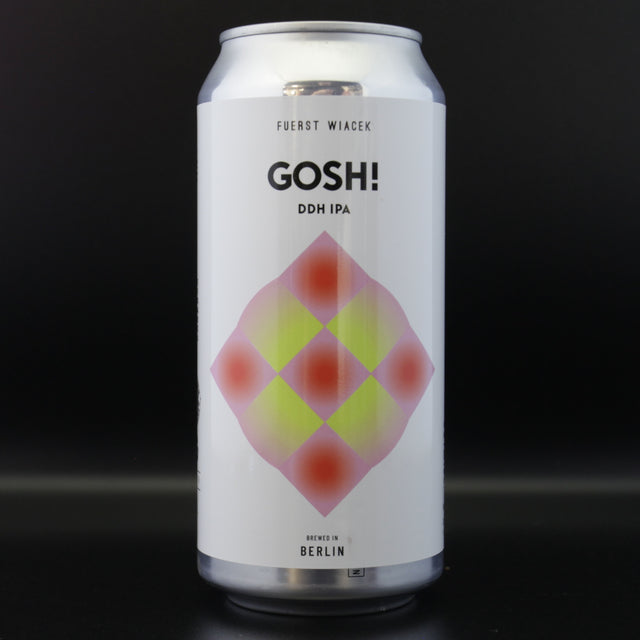 This is a can of Fuerst Wiacek / Left Handed Giant - Gosh! - 6.8% (440ml). It is a IPA craft beer available to buy from Ghost Whale, voted London's best craft beer shop.