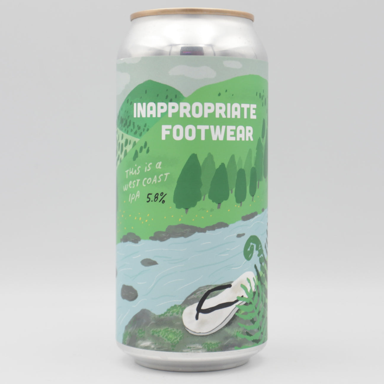 This is a can of Pretty Decent - Inappropraite Footwear - 5.8% (440ml). It is a IPA craft beer available to buy from Ghost Whale, voted London's best craft beer shop.