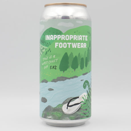 This is a can of Pretty Decent - Inappropraite Footware - 5.8% (440ml). It is a IPA craft beer available to buy from Ghost Whale, voted London's best craft beer shop.