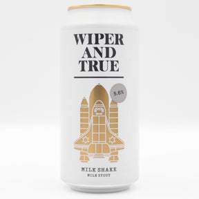 This is a can of Wiper And True - Milkshake - 5.6% (440ml). It is a Stout / Porter craft beer available to buy from Ghost Whale, voted London's best craft beer shop.