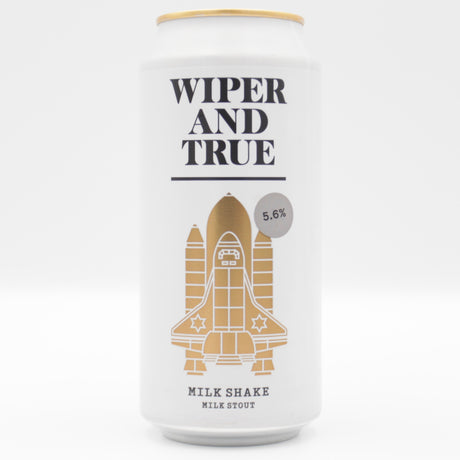 This is a can of Wiper And True - Milkshake - 5.6% (440ml). It is a Stout / Porter craft beer available to buy from Ghost Whale, voted London's best craft beer shop.