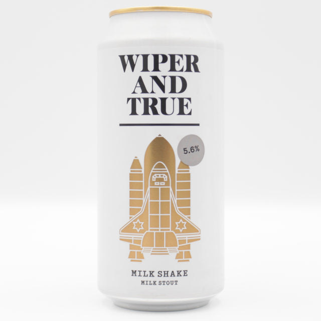 This is a can of Wiper And True - Milkshake - 5.6% (440ml). It is a Stout / Porter craft beer available to buy from Ghost Whale, voted London's best craft beer shop.