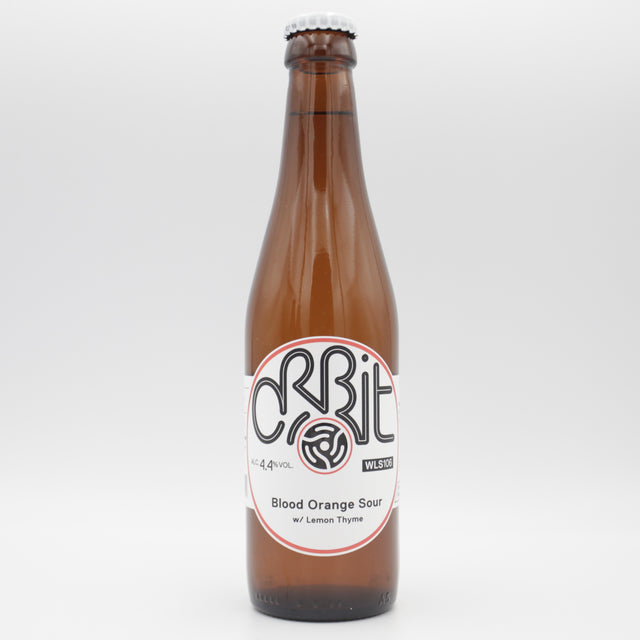This is a bottle of Orbit - Blood Orange Sour - 4.4% (330ml). It is a Sour craft beer available to buy from Ghost Whale, voted London's best craft beer shop.