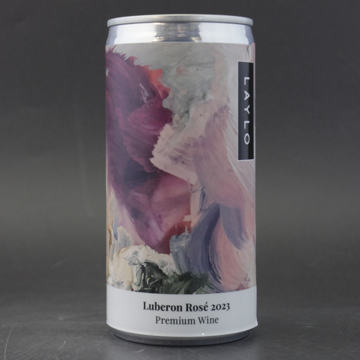 This is a can of Laylo - Luberon Rose - 13% (187ml). It is a Rose Wine craft wine available to buy from Ghost Whale, voted London's best craft beer shop.