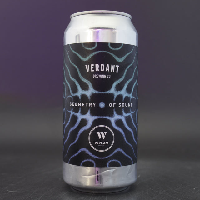 This is a can of Verdant / Wylam - Geometry Of Sound - 6.5% (440ml). It is a IPA craft beer available to buy from Ghost Whale, voted London's best craft beer shop.