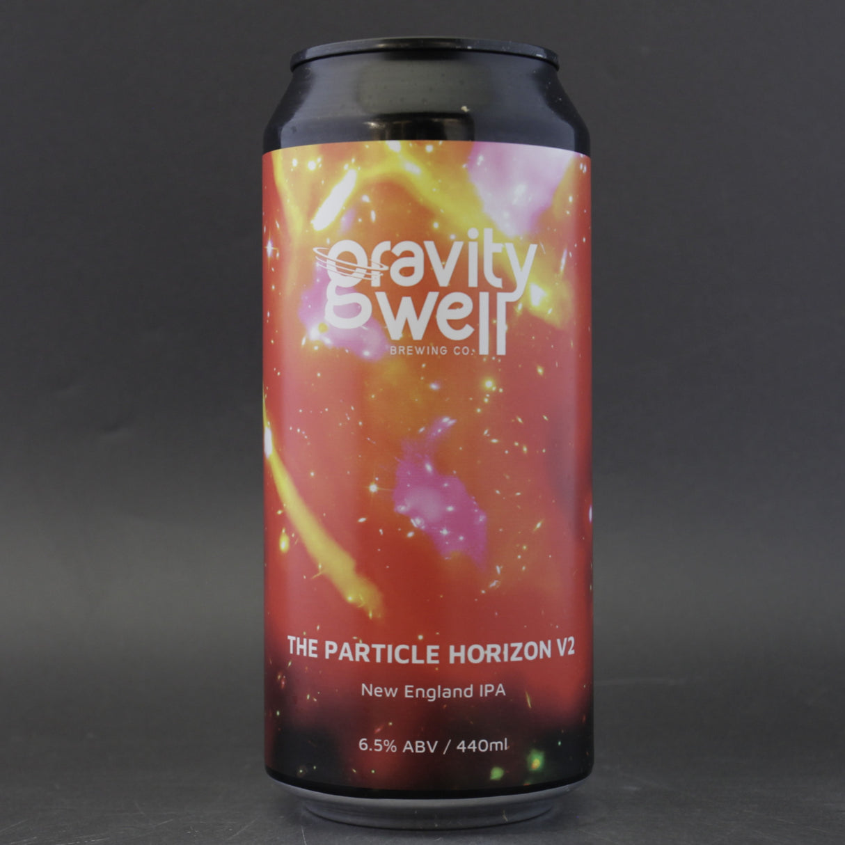 This is a can of Gravity Well - The Particle Horizon v2 - 6.5% (440ml). It is a IPA craft beer available to buy from Ghost Whale, voted London's best craft beer shop.