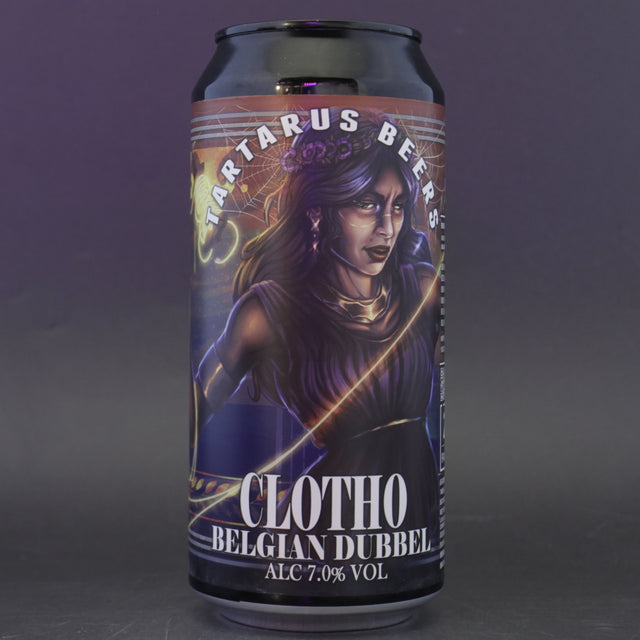 This is a can of Tartarus - Clotho - 7% (440ml). It is a Belgian Style craft beer available to buy from Ghost Whale, voted London's best craft beer shop.