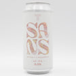 This is a can of Track - SANS: Motueka & Peacharine - 0.5% (440ml). It is a IPA craft beer available to buy from Ghost Whale, voted London's best craft beer shop.