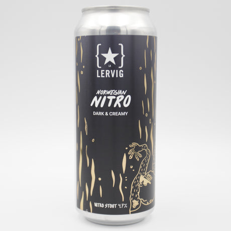 This is a can of Lervig - Nitro Stout - 4.7% (500ml). It is a Stout / Porter craft beer available to buy from Ghost Whale, voted London's best craft beer shop.