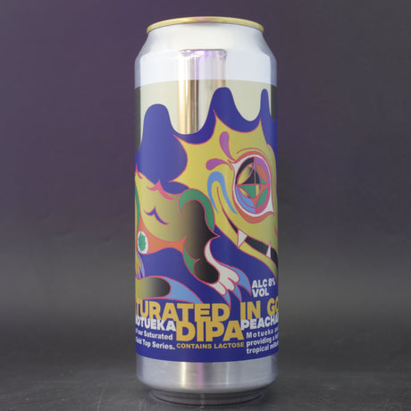 This is a can of DEYA / Track - Saturated In Gold: Motueka & Peacharine - 8% (500ml). It is a Double IPA craft beer available to buy from Ghost Whale, voted London's best craft beer shop.