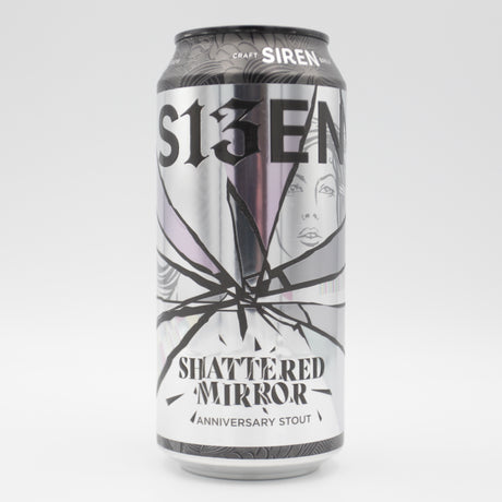 This is a can of Siren - Shattered Mirror - 9.1% (440ml). It is a Imperial Stout / Porter craft beer available to buy from Ghost Whale, voted London's best craft beer shop.