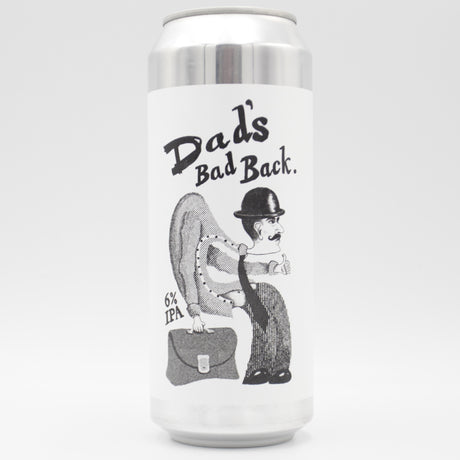 This is a can of Baron - Dad's Bad Back - 6% (500ml). It is a IPA craft beer available to buy from Ghost Whale, voted London's best craft beer shop.