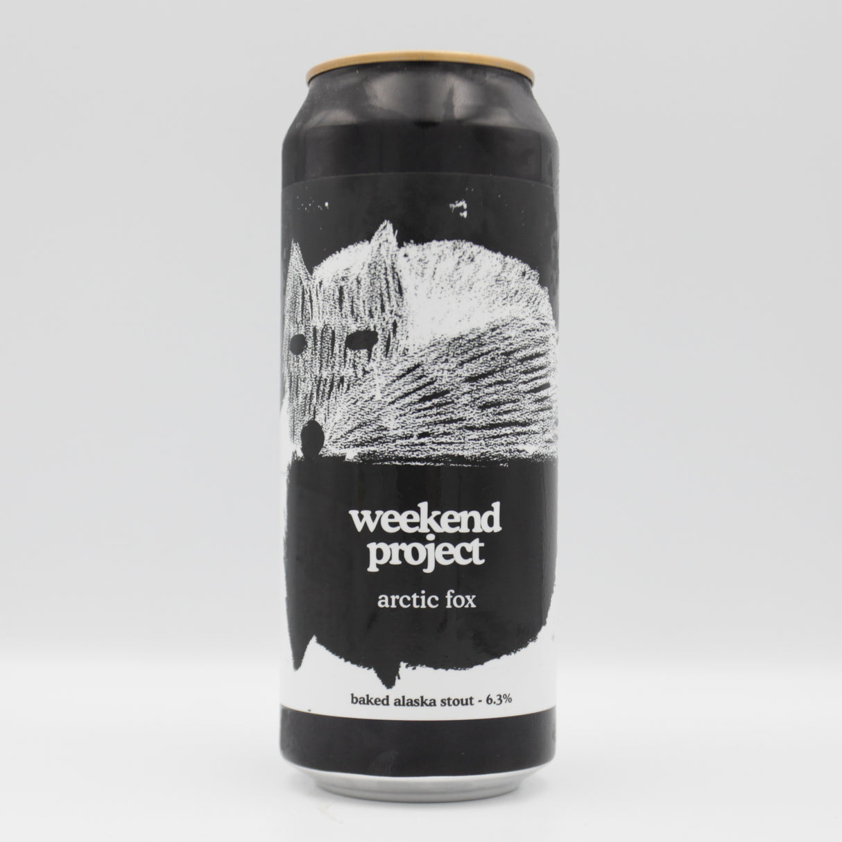 This is a can of Weekend Project - Arctic Fox - 6.3% (500ml). It is a Stout / Porter craft beer available to buy from Ghost Whale, voted London's best craft beer shop.
