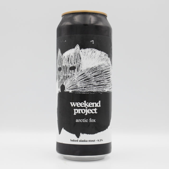 This is a can of Weekend Project - Arctic Fox - 6.3% (500ml). It is a Stout / Porter craft beer available to buy from Ghost Whale, voted London's best craft beer shop.