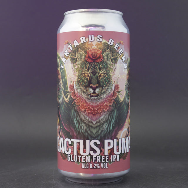 This is a can of Tartarus - Cactus Puma - 6.2% (440ml). It is a IPA craft beer available to buy from Ghost Whale, voted London's best craft beer shop.