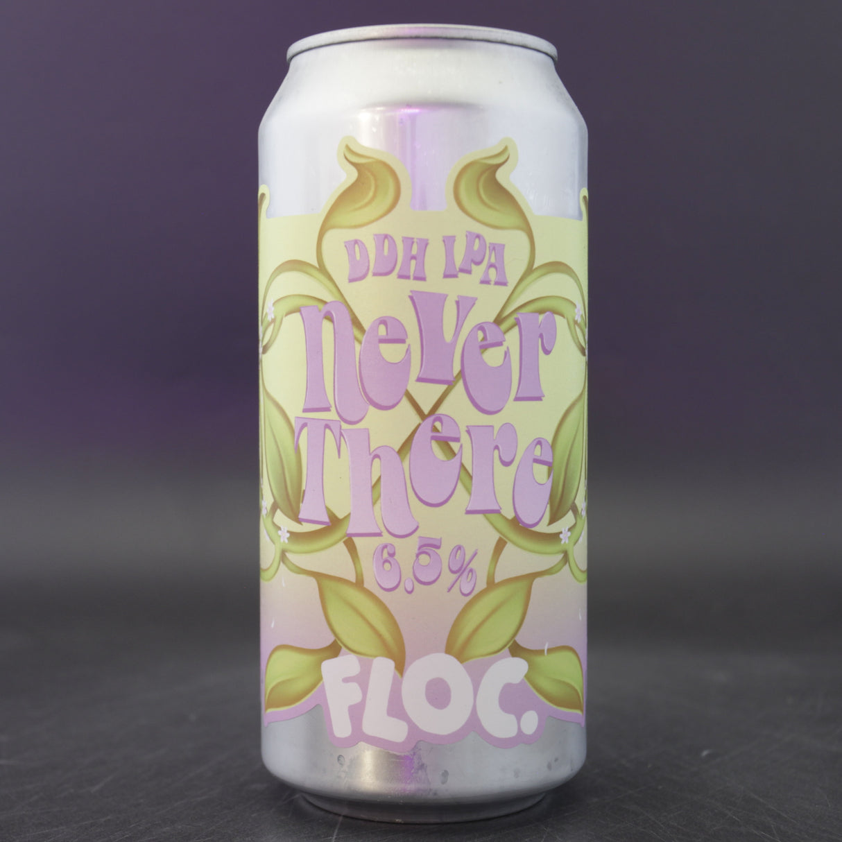 This is a can of Floc - Never There - 6.5% (440ml). It is a IPA craft beer available to buy from Ghost Whale, voted London's best craft beer shop.