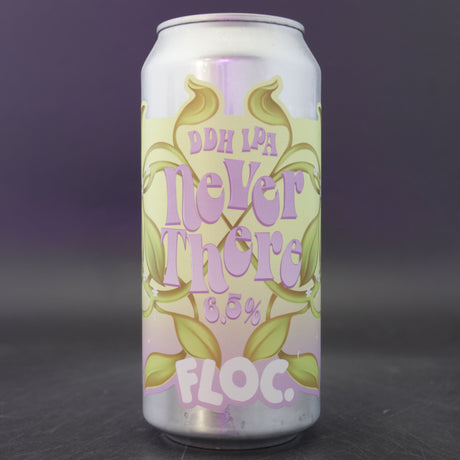 This is a can of Floc - Never There - 6.5% (440ml). It is a IPA craft beer available to buy from Ghost Whale, voted London's best craft beer shop.