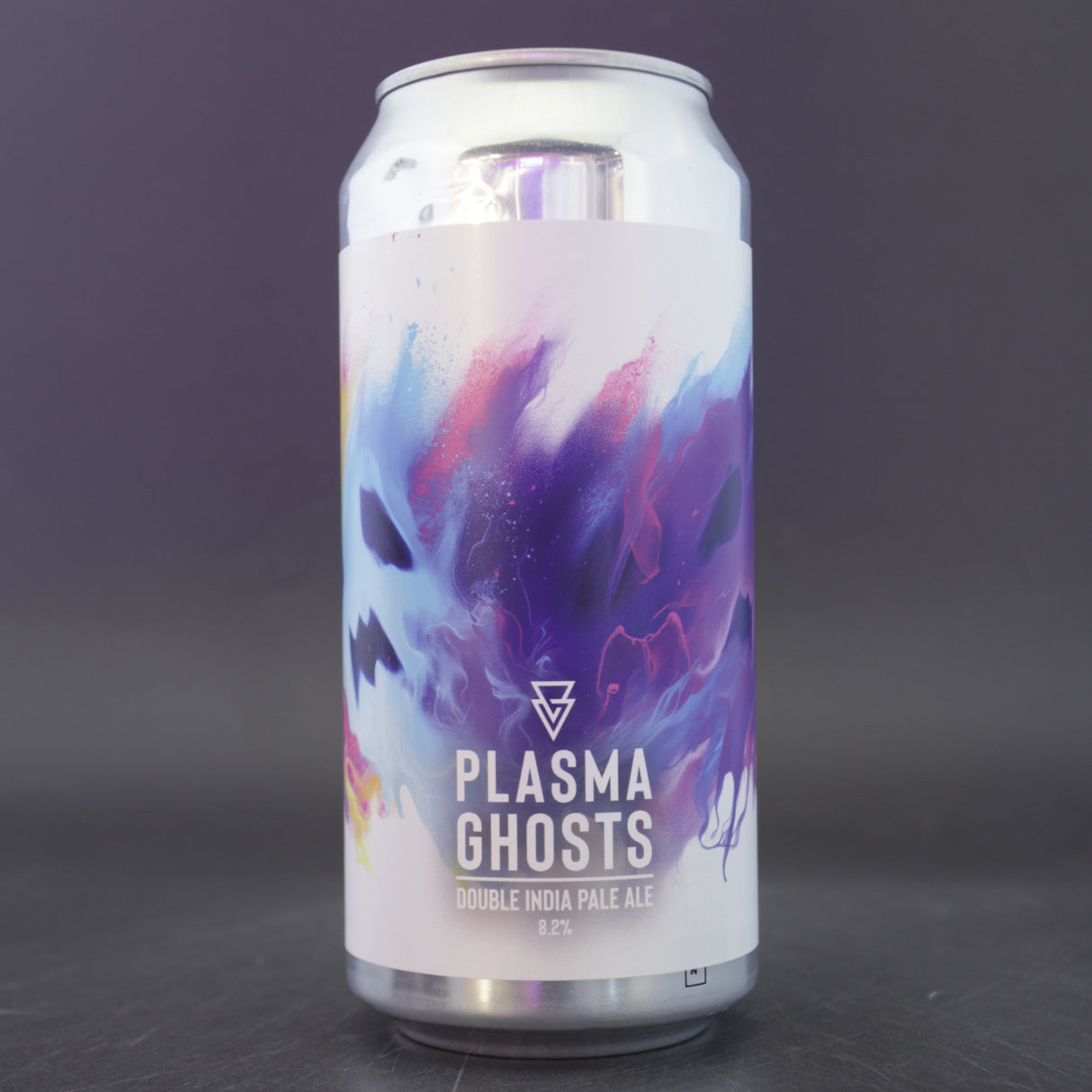This is a can of Azvex - Plasma Ghosts - 8.2% (440ml). It is a Double IPA craft beer available to buy from Ghost Whale, voted London's best craft beer shop.