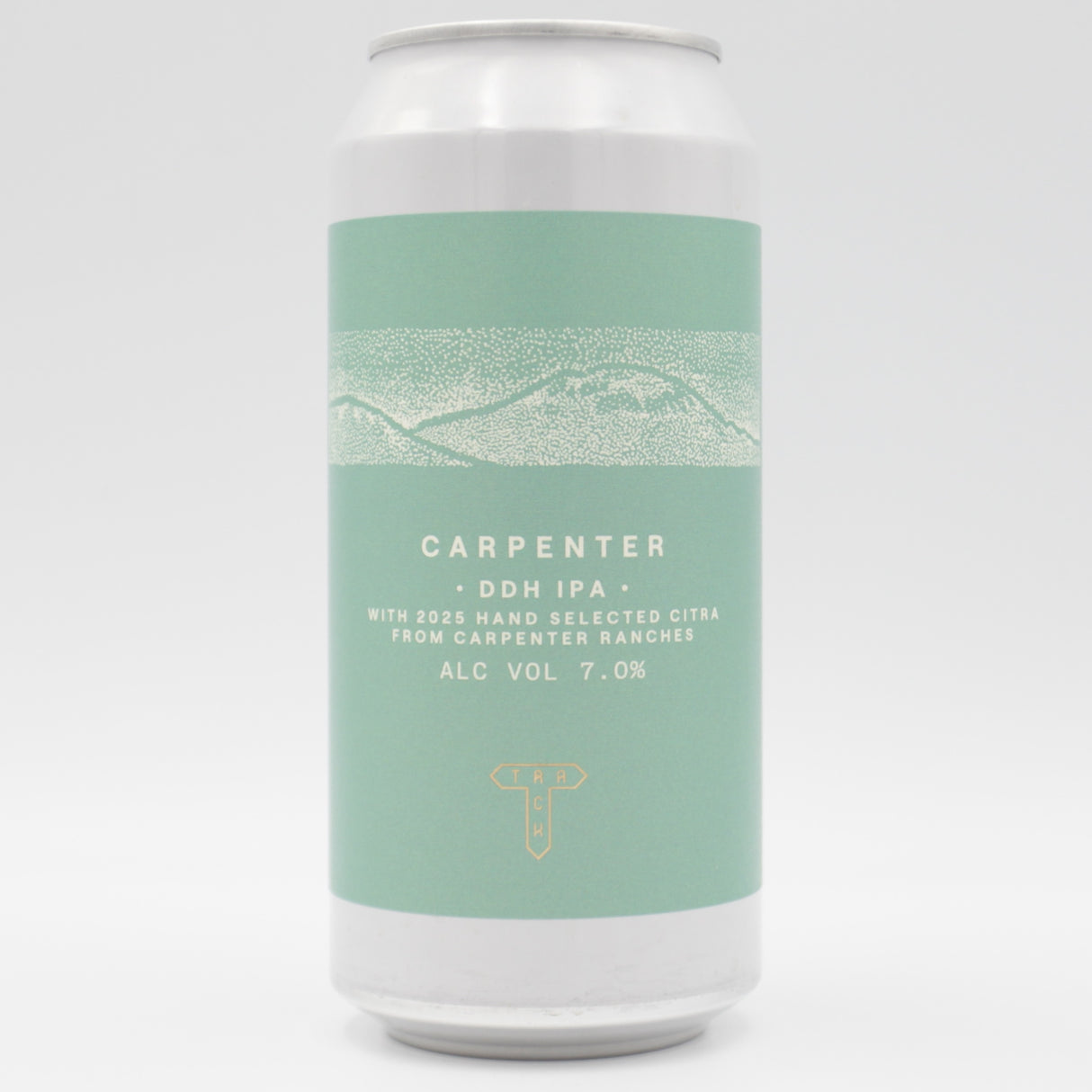 This is a can of Track - Carpenter - 7% (440ml). It is a IPA craft beer available to buy from Ghost Whale, voted London's best craft beer shop.