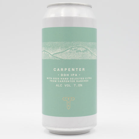 This is a can of Track - Carpenter - 7% (440ml). It is a IPA craft beer available to buy from Ghost Whale, voted London's best craft beer shop.