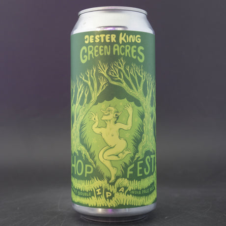 This is a can of Jester King - Green Acres - 8% (473ml). It is a Double IPA craft beer available to buy from Ghost Whale, voted London's best craft beer shop.