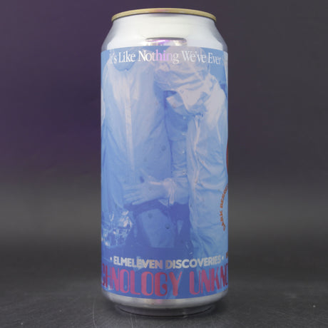 This is a can of Elm Eleven - Technology Unknown - 5% (440ml). It is a Sour craft beer available to buy from Ghost Whale, voted London's best craft beer shop.
