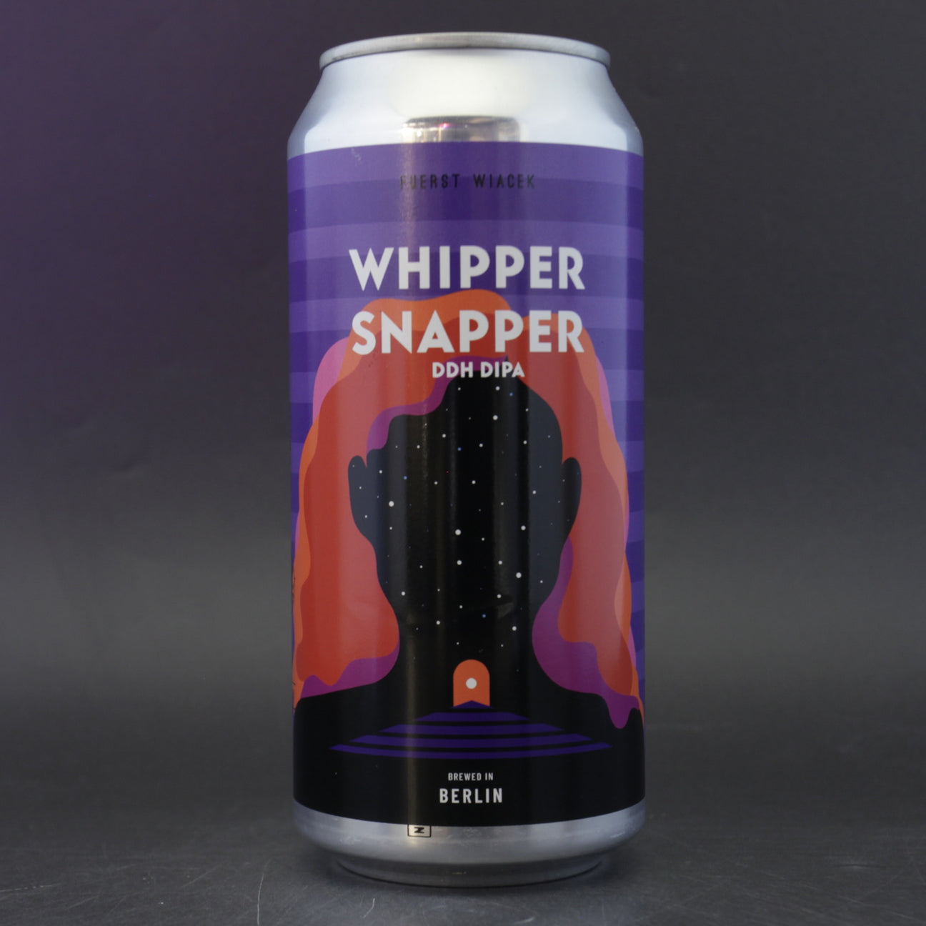 This is a can of Fuerst Wiacek - Whippersnapper - 8% (440ml). It is a Double IPA craft beer available to buy from Ghost Whale, voted London's best craft beer shop.