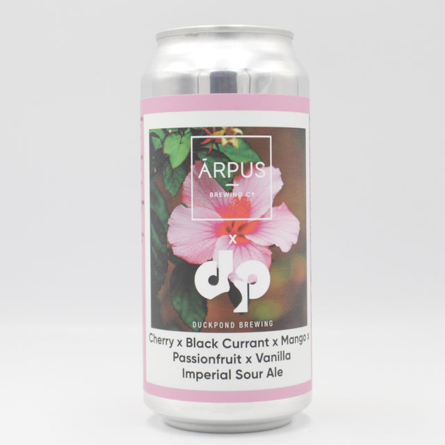 This is a can of Arpus Brewing Co / Duckpond - Cherry x BlackCurrant x Mango x Passionfruit x Vanilla Imperial Sour Ale - 7% (440ml). It is a Sour craft beer available to buy from Ghost Whale, voted London's best craft beer shop.