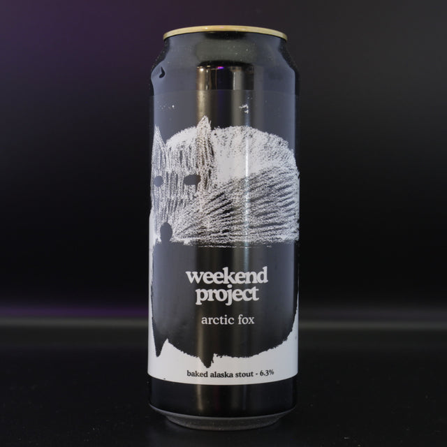 This is a can of Weekend Project - Arctic Fox - 6.3% (500ml). It is a Stout / Porter craft beer available to buy from Ghost Whale, voted London's best craft beer shop.