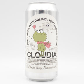 This is a can of Simple Things Fermentations - Cloudia - 7% (440ml). It is a IPA craft beer available to buy from Ghost Whale, voted London's best craft beer shop.