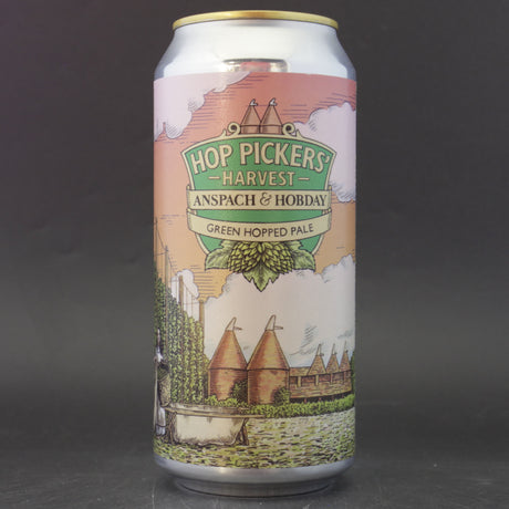 This is a can of Anspach & Hobday - Hop Pickers' Harvest: Green Hopped Pale - 4% (440ml). It is a Pale Ale craft beer available to buy from Ghost Whale, voted London's best craft beer shop.