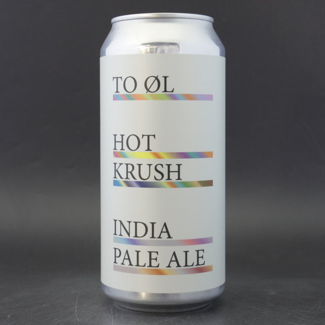 This is a can of To Øl - Hot Krush - 6% (440ml). It is a IPA craft beer available to buy from Ghost Whale, voted London's best craft beer shop.