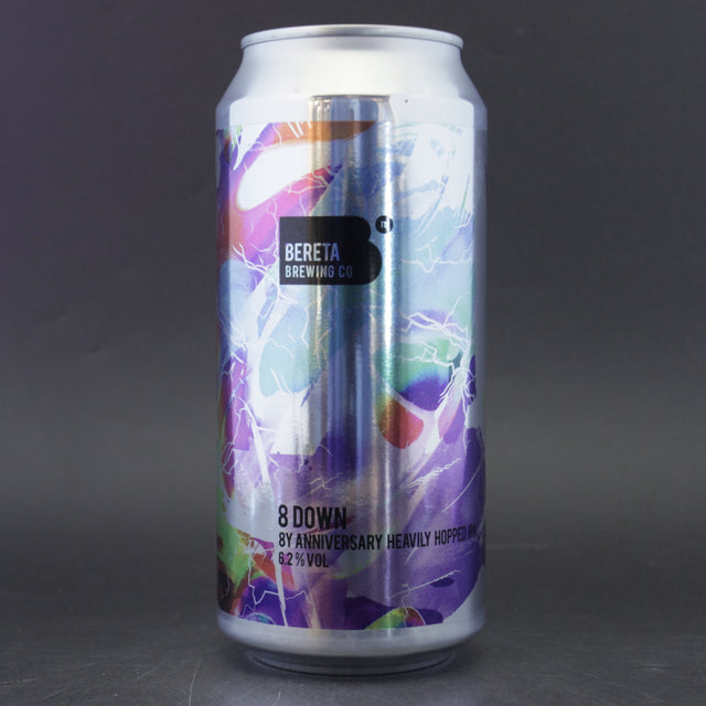 This is a can of Bereta Brewing Co. - 8 Down - 6.2% (440ml). It is a IPA craft beer available to buy from Ghost Whale, voted London's best craft beer shop.