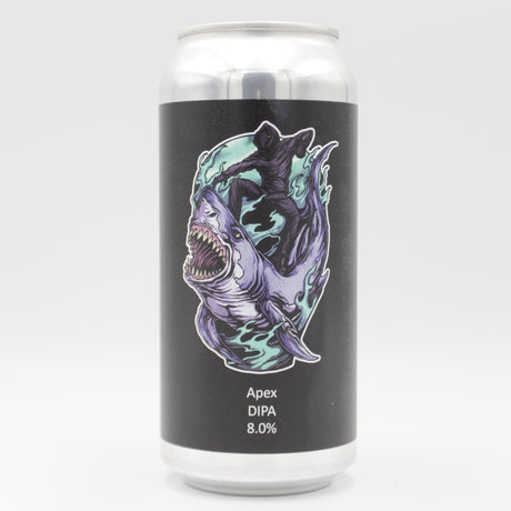 This is a can of Dark Element - Apex - 8% (440ml). It is a Double IPA craft beer available to buy from Ghost Whale, voted London's best craft beer shop.