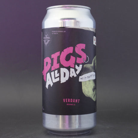 This is a can of Verdant - Pigs All Day - 6% (440ml). It is a IPA craft beer available to buy from Ghost Whale, voted London's best craft beer shop.