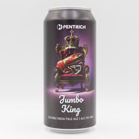 This is a can of Pentrich - Jumbo King - 8% (440ml). It is a Double IPA craft beer available to buy from Ghost Whale, voted London's best craft beer shop.
