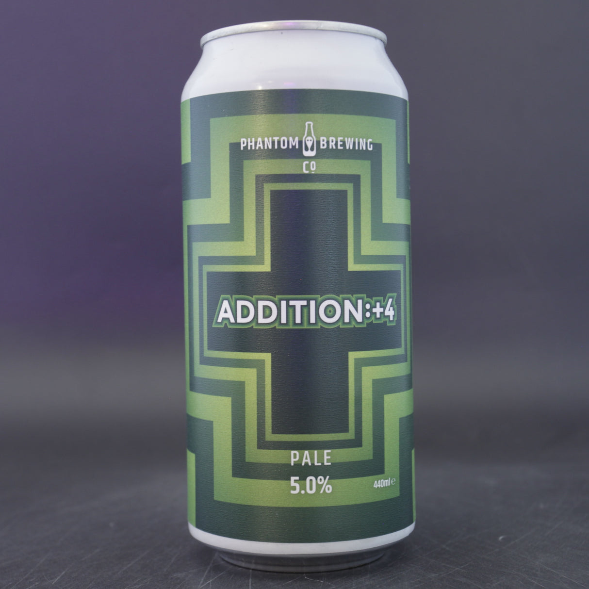 This is a can of Phantom Brewing Co - Addition: +4 - 5% (440ml). It is a Pale Ale craft beer available to buy from Ghost Whale, voted London's best craft beer shop.