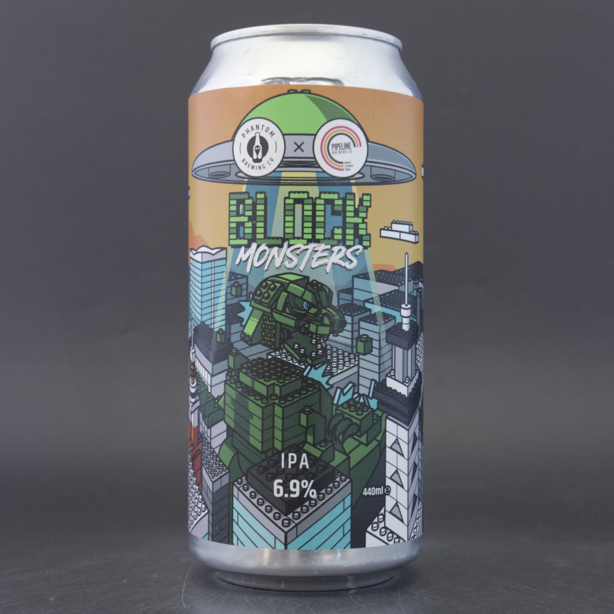This is a can of Phantom Brewing Co / Pipeline Brewing - Block Monsters - 6.9% (440ml). It is a IPA craft beer available to buy from Ghost Whale, voted London's best craft beer shop.
